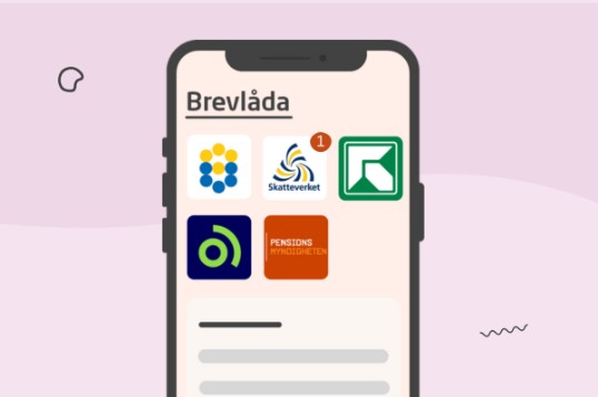 Illustration: Mobiltelefon med appar till digitala brevlådor